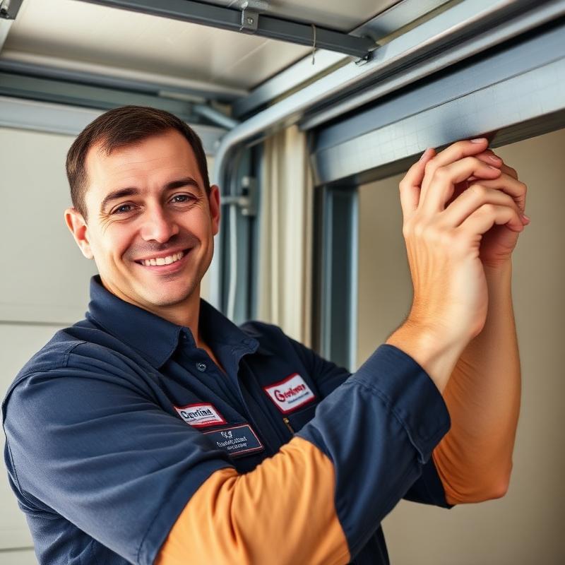 Garage Door Morton certified professional technician installing weather seal on garage door
